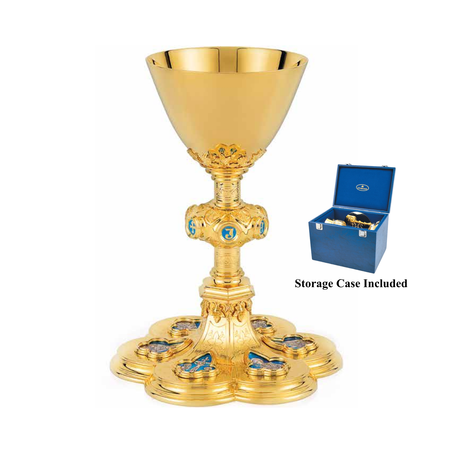 087 chalice with medallions of the holy family crucifixtion and saints