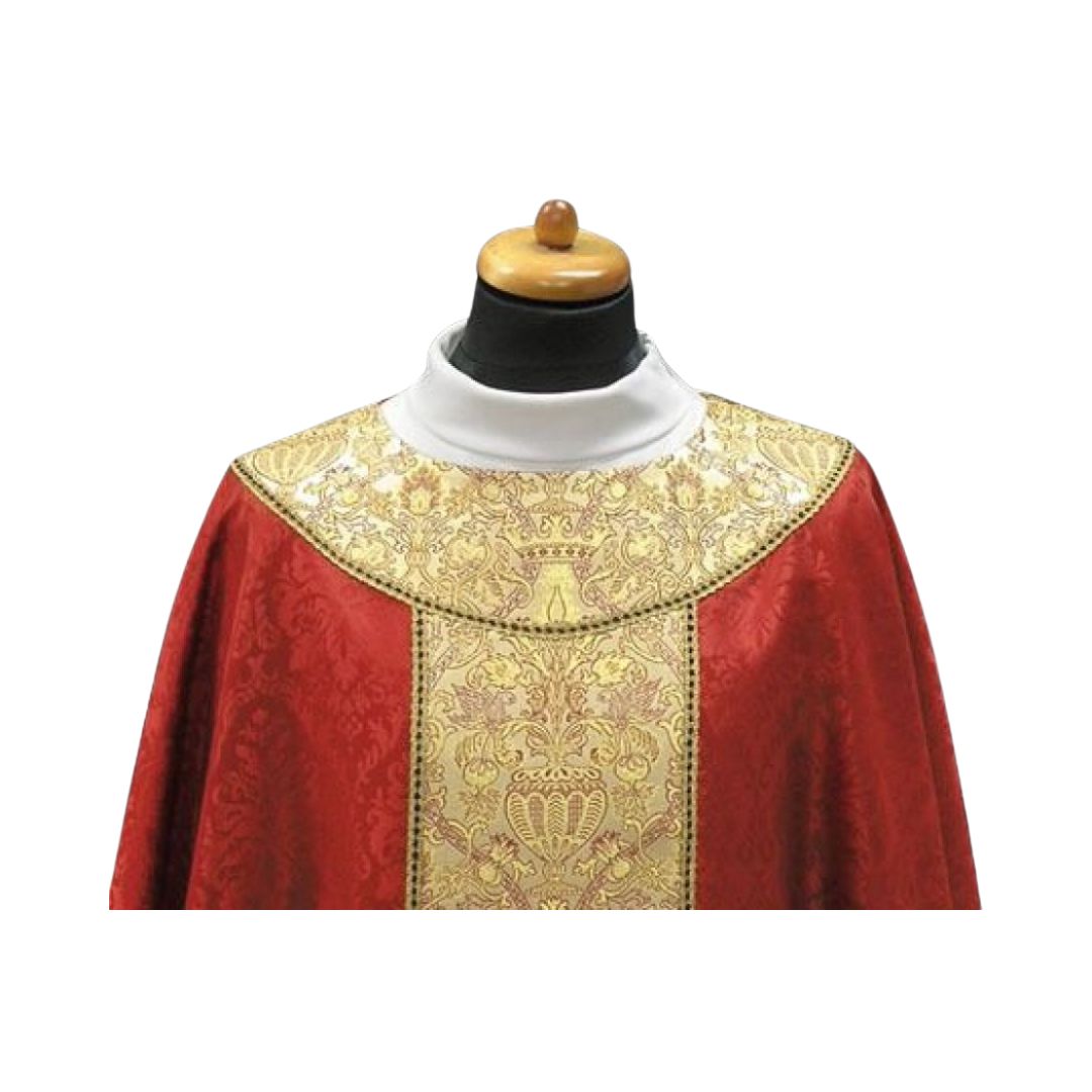 Canterbury Chasuble with brocade on lighweight damask. Made in Poland and sold by The Clergy Store