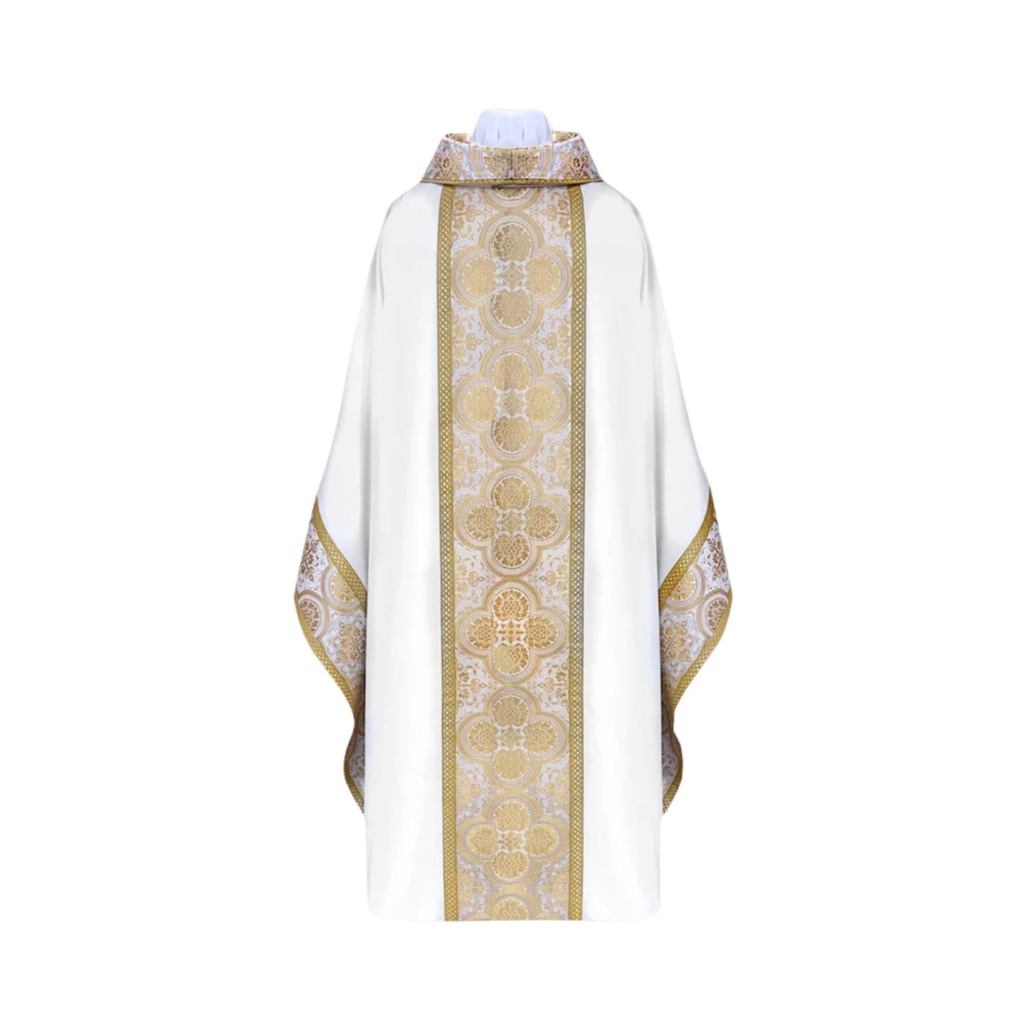 Off-White monastic style chasuble with brocade.