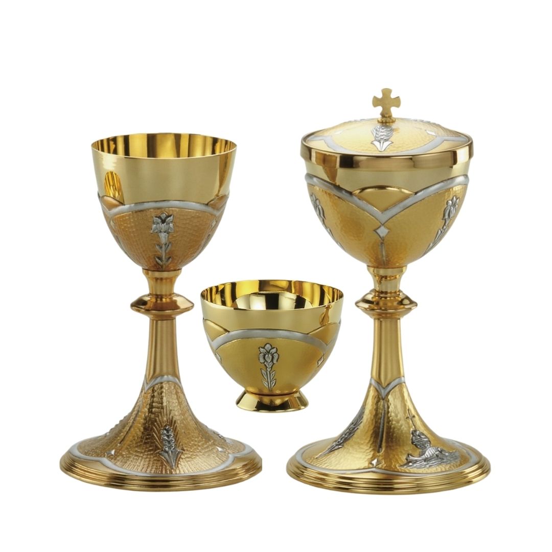 Chalice and Ciborium Set two tone gold and silver style 205 by Desta Italy and sold by The Clergy Store