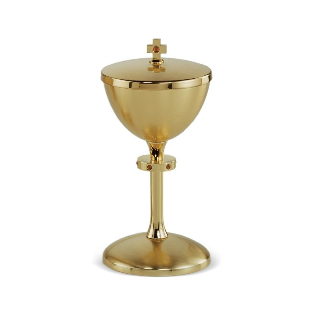 Ciborium modern with gemstones around the node. By Desta and sold by The Clergy Store