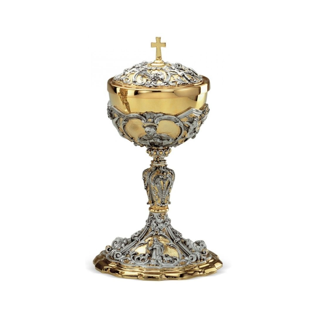 Ciborium classic in two tone silver and gold finish. By Desta Italy and sold by The Clergy Store