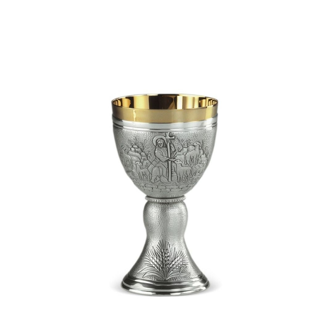 Chalice with image of Jesus the Good Shepherd. By Desta Italy and sold by The Clergy Store