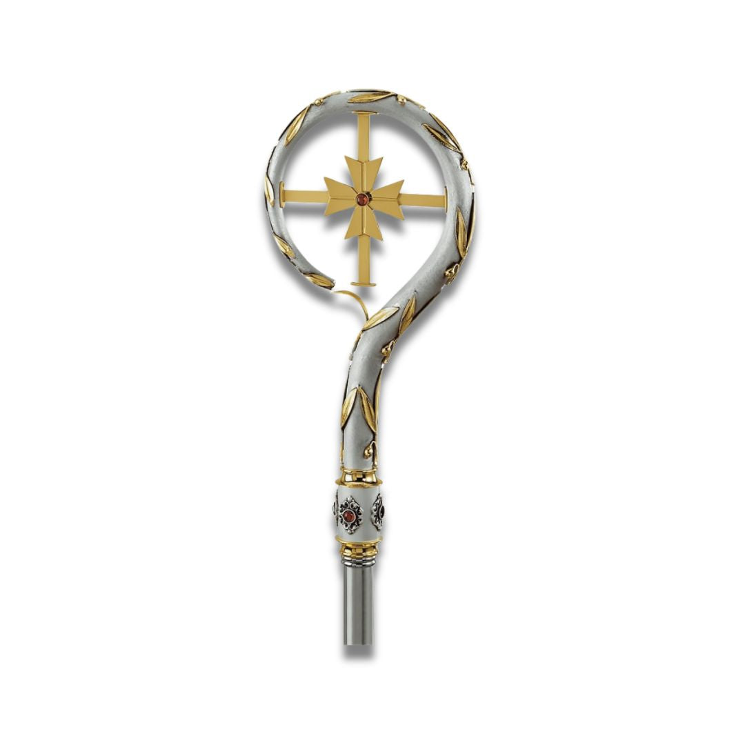 Bishop's Crozier two-tone finish gold and silver with the Semi Precious Stones made in Italy by Desta and sold by The Clergy Store