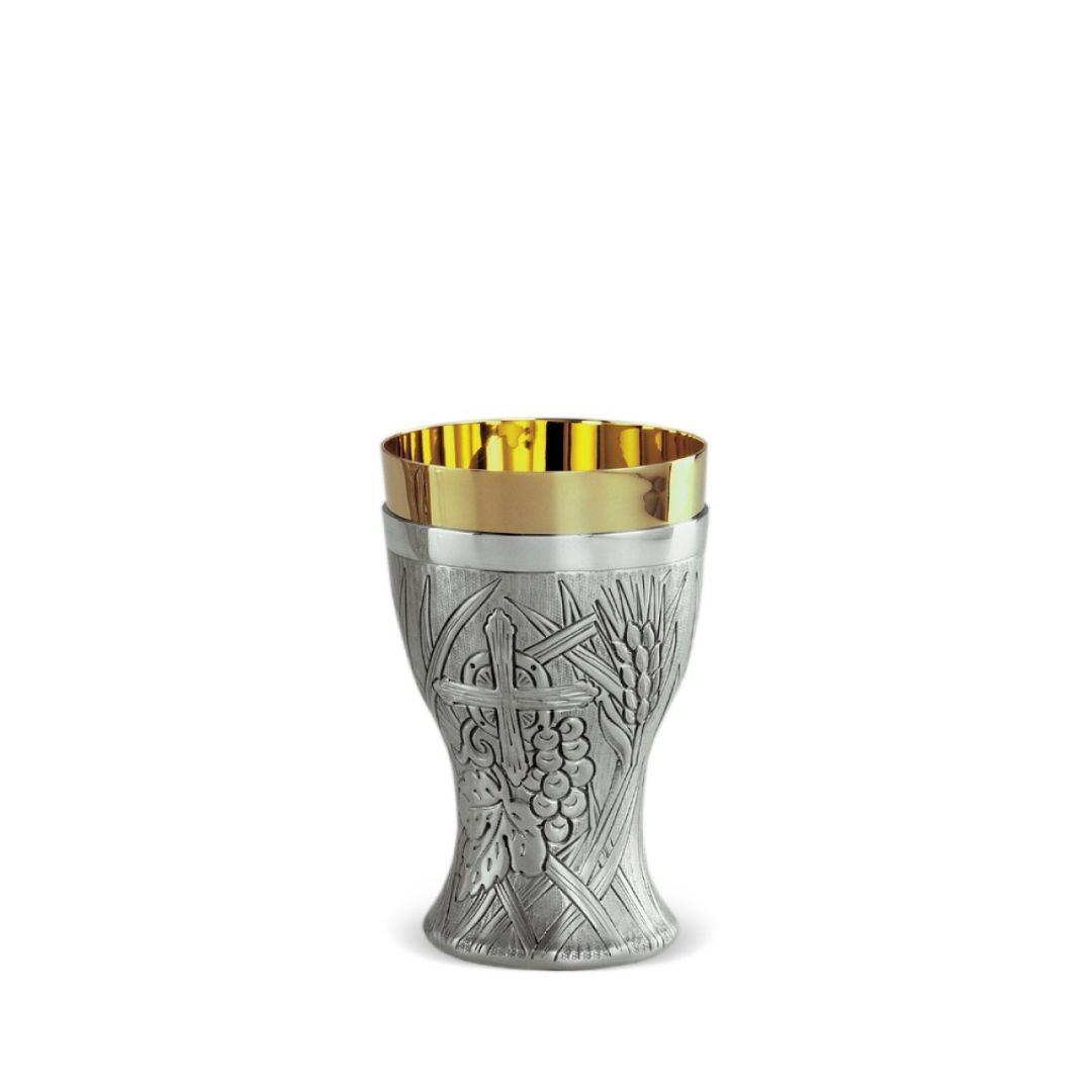 Chalice with image of grapes and ears of wheat. By Desta Italy and sold by The Clergy Store