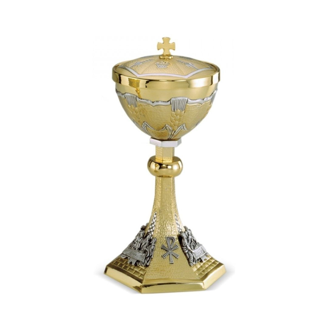 Ciborium with the Last Supper and Chi Rho Design by Desta Italy and sold by The Clergy Store