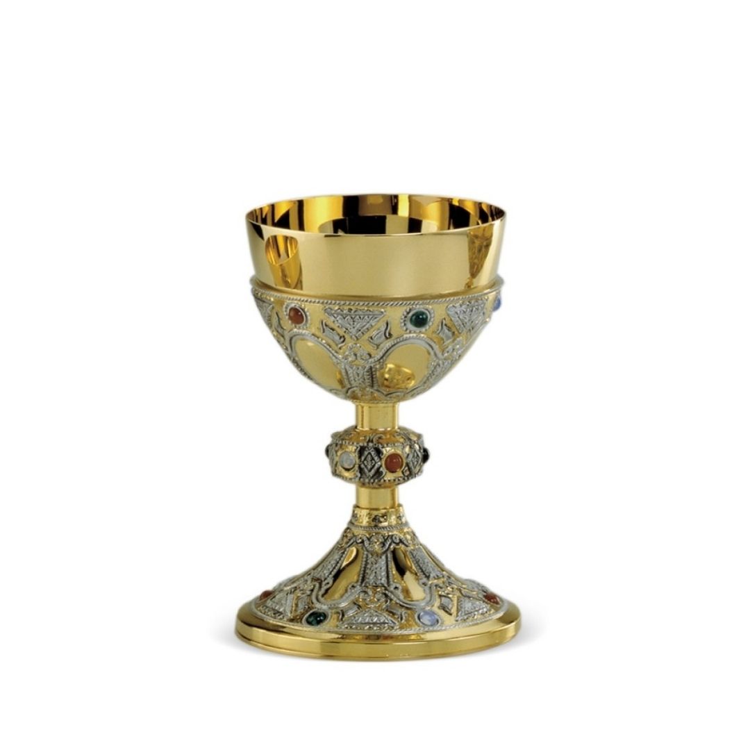 Chalice with semi precious stones by Desta and sold by The Clergy Store