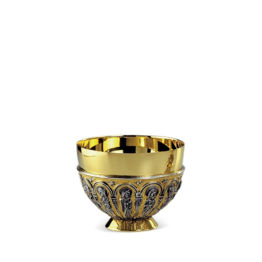 Ciborium two tone silver and gold finish with hand chiseled filigree design. By Desta and sold by The Clergy Store