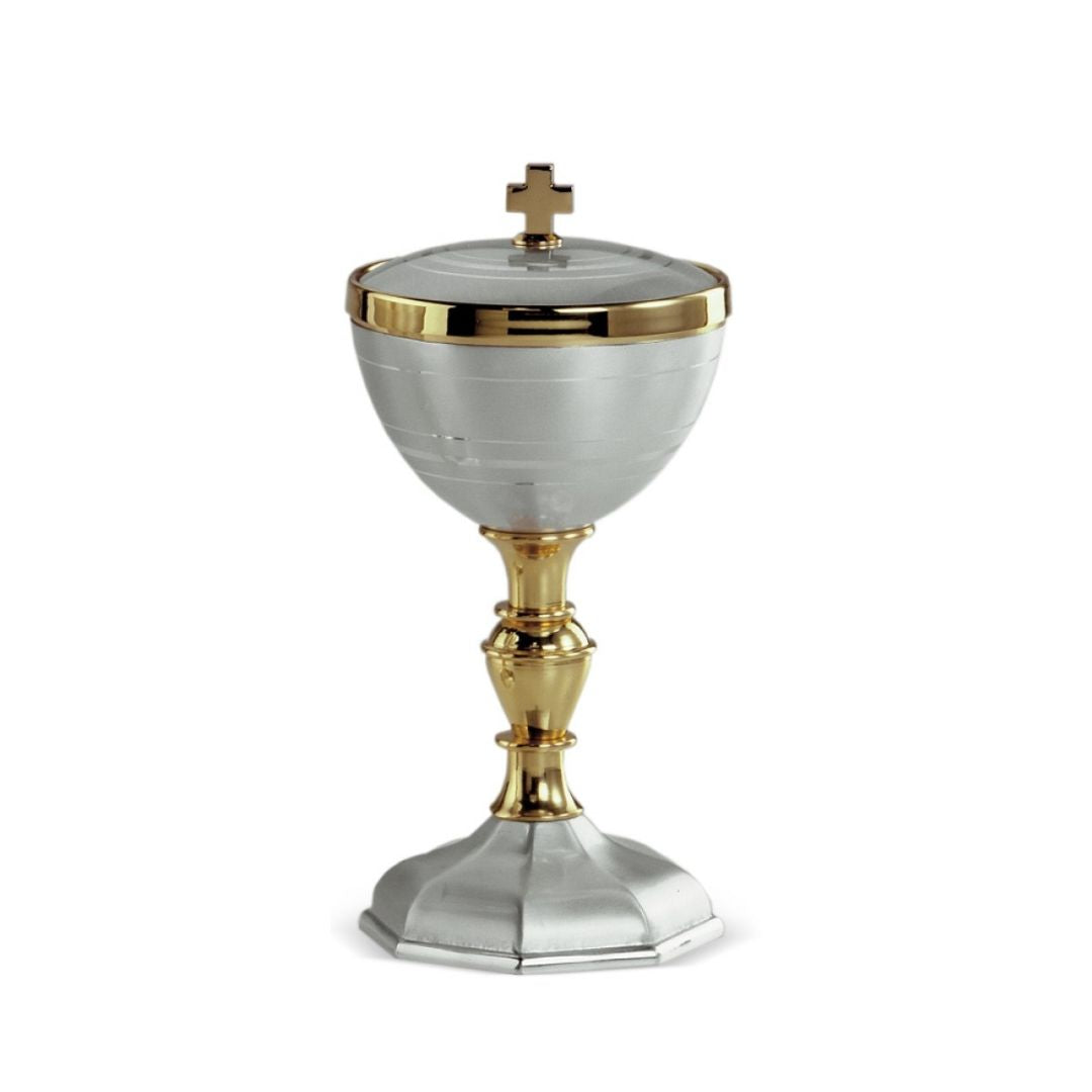 Classic two tone silver ciborium made in Italy. Sold by The Clergy Store
