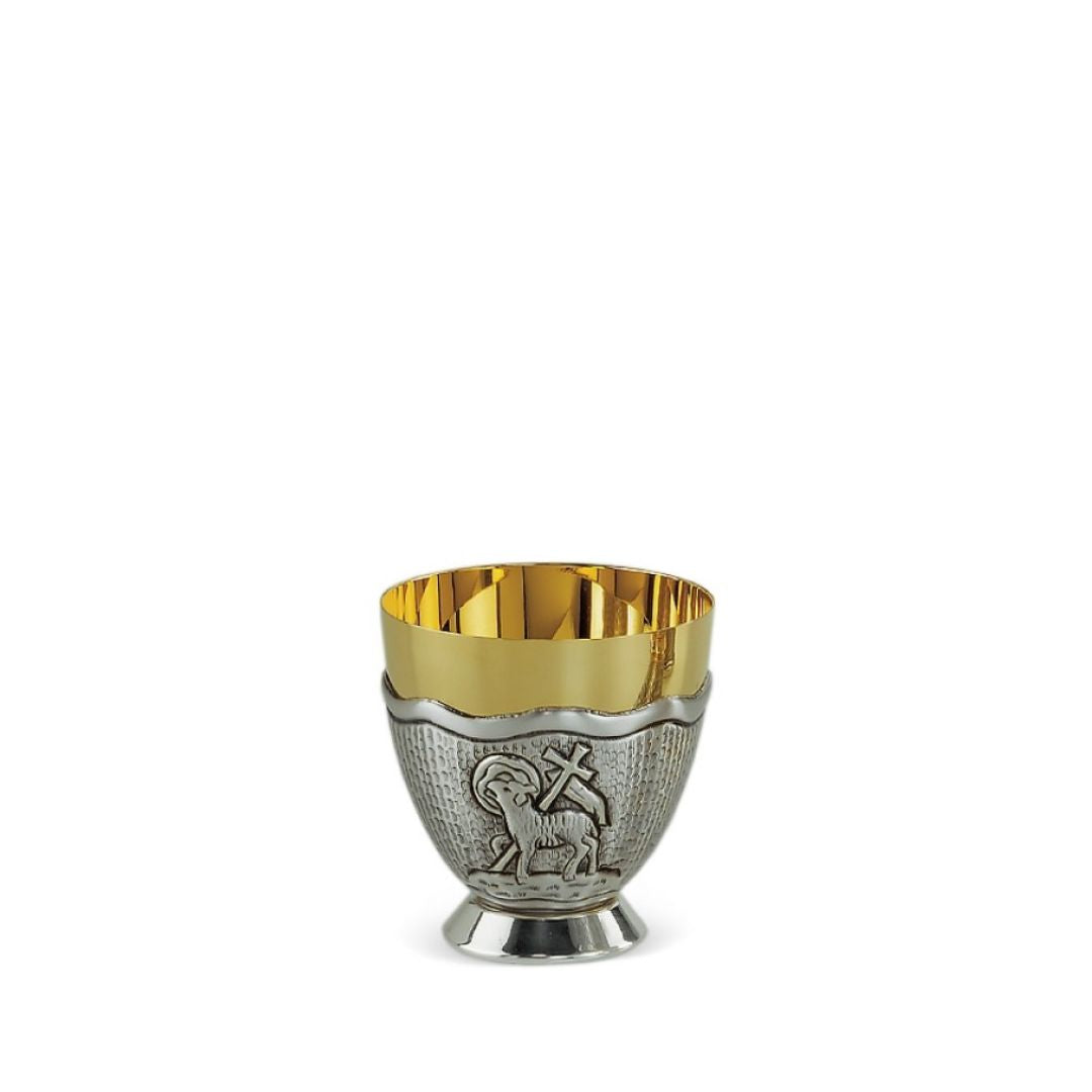 Ciborium hand chiseled with the good shepherd design. By Desta Italy and sold by The Clergy Store
