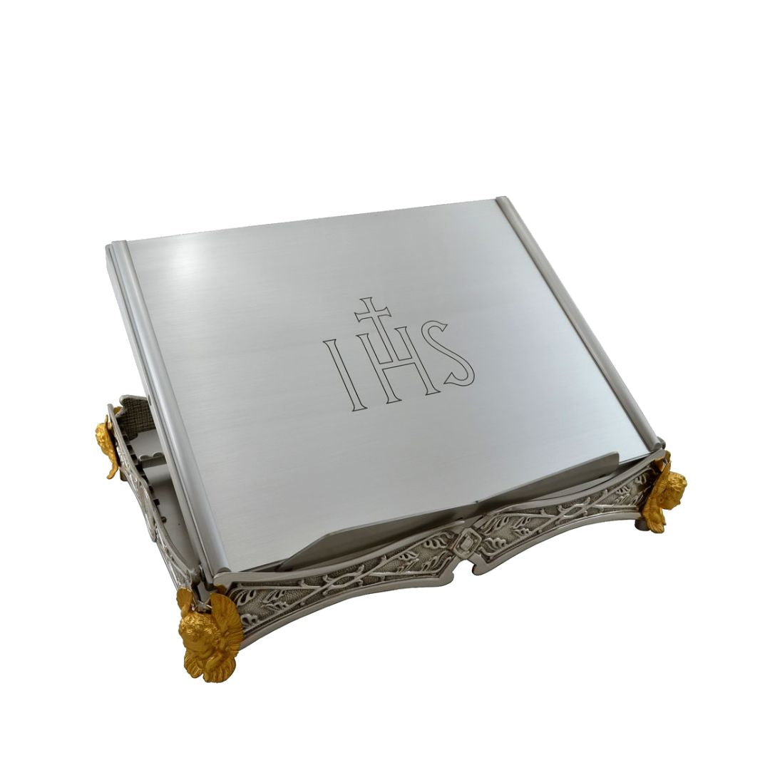 Missal stand for Altar. Cast bronze in copper, silver or gold finish. Made in Italy and sold by The Clergy Store