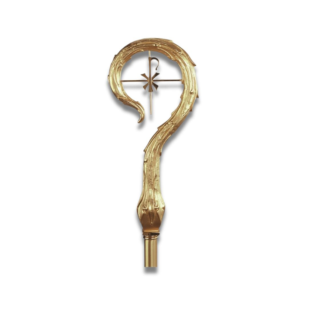 Bishop's crozier with gold and chi rho made in Italy by Desta and sold by The Clergy Store