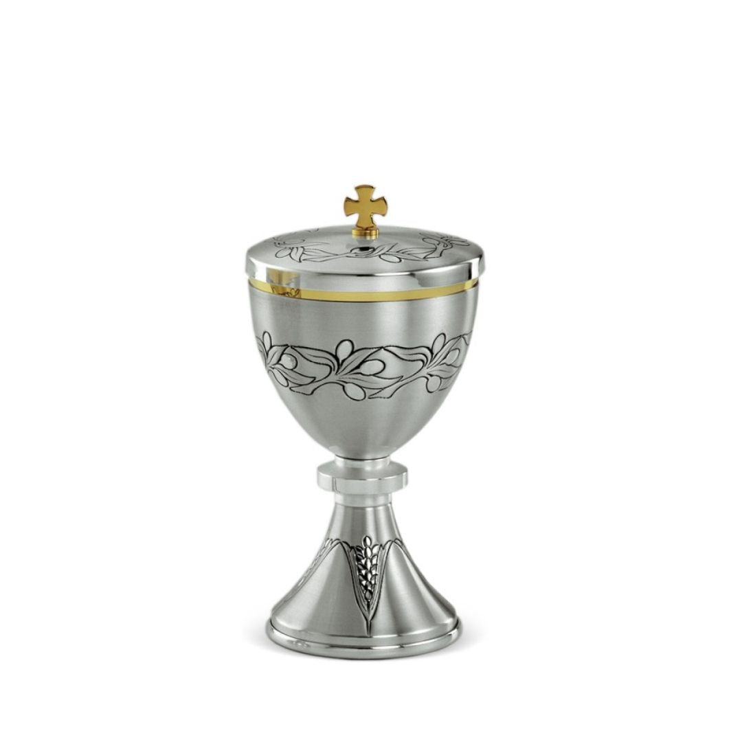 Classic silver ciborium made in Italy. Sold by The Clergy Store
