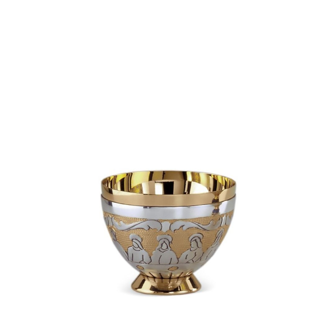 Ciborium hand chiseled with the Last Supper design. By Desta Italy and sold by The Clergy Store