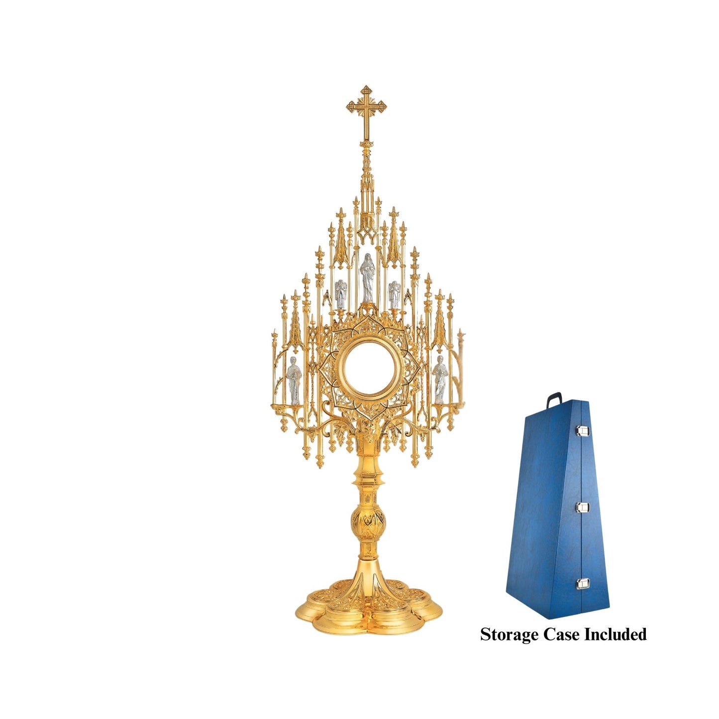 Neo-Gothic Monstrance with Jesus Christ, St. Peter, St. Paul and Two Angels. Made in Poland and sold by The Clergy Store