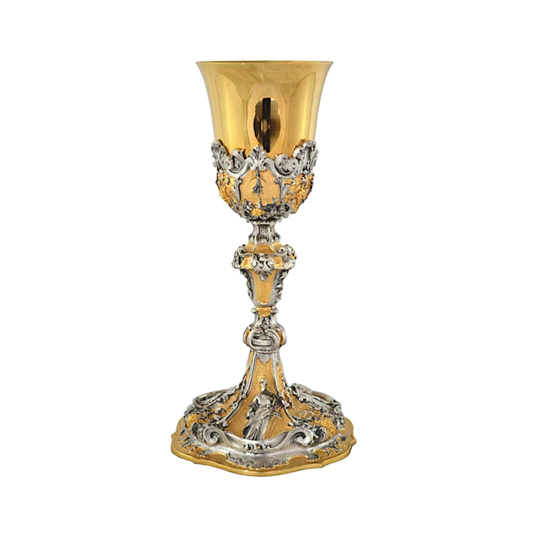 Chalice two tone gold plated with images of saints.