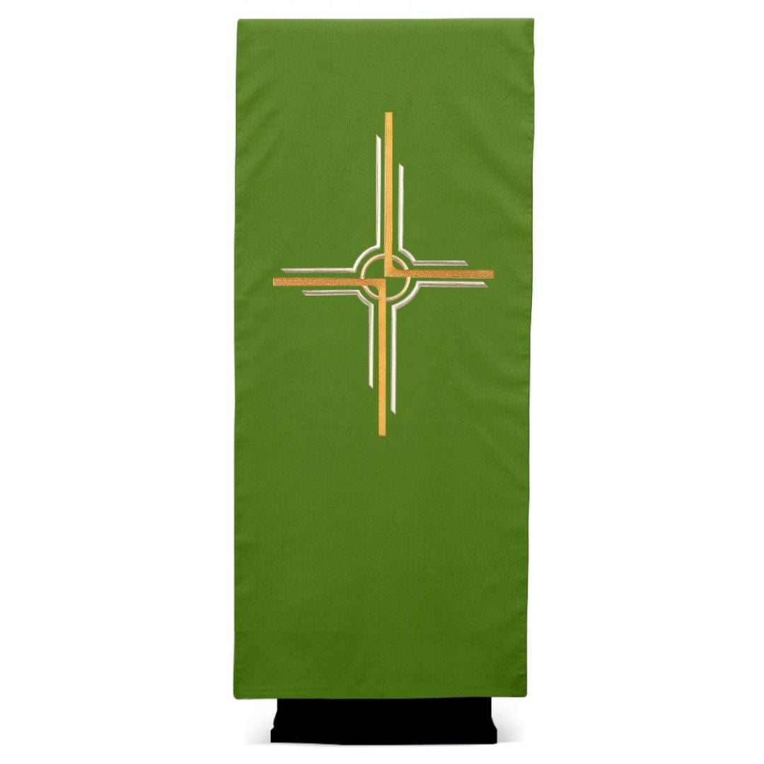 Lectern cover with embroidered Cipriano design. Made by Desta and sold by The Clergy Store