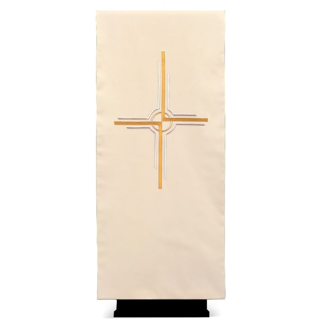 Lectern cover with embroidered Cipriano design. Made by Desta and sold by The Clergy Store