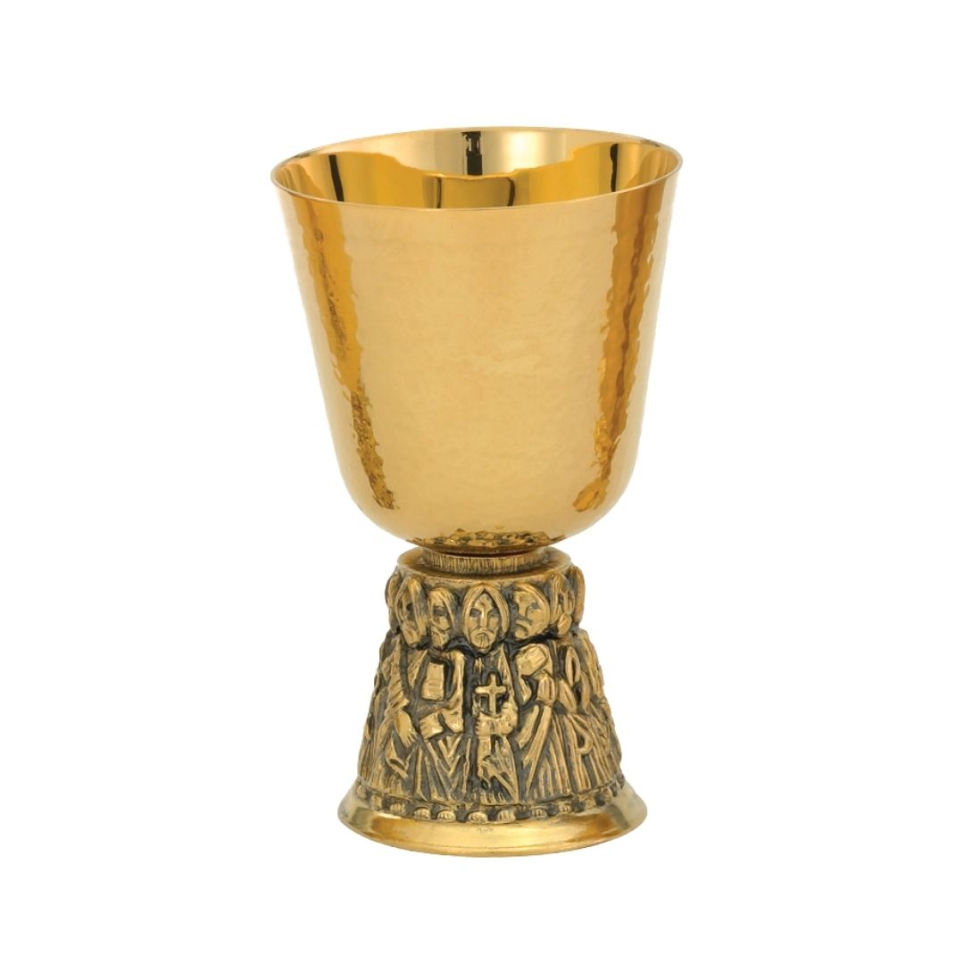 Gold and silver plated chalices for communion, designed for churches, chapels, and parish liturgies.