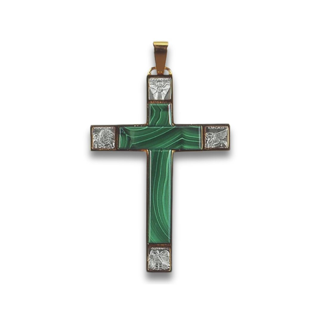 Bishop's pectoral cross made from 925 silver and lapis stone. Gold and Silver finish. Made in Italy and sold by The Clergy Store