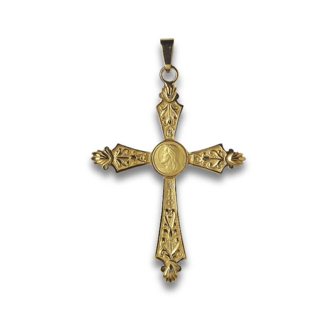 Bishop's pectoral cross made from 925 silver with Gold finish. Made in Italy and sold by The Clergy Store