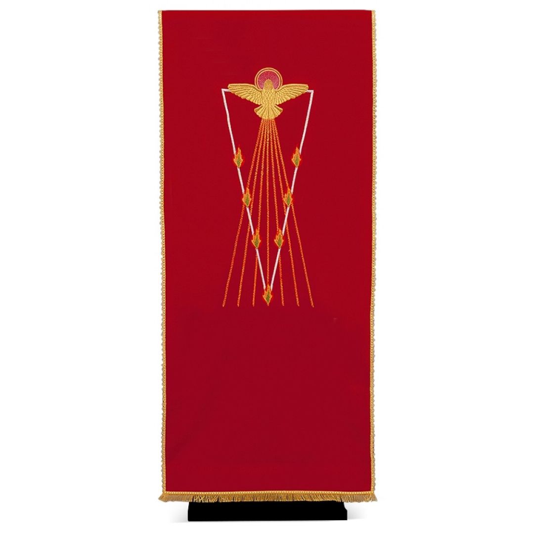 Lectern cover with embroidered Dove and Flames design. Made by Desta and sold by The Clergy Store