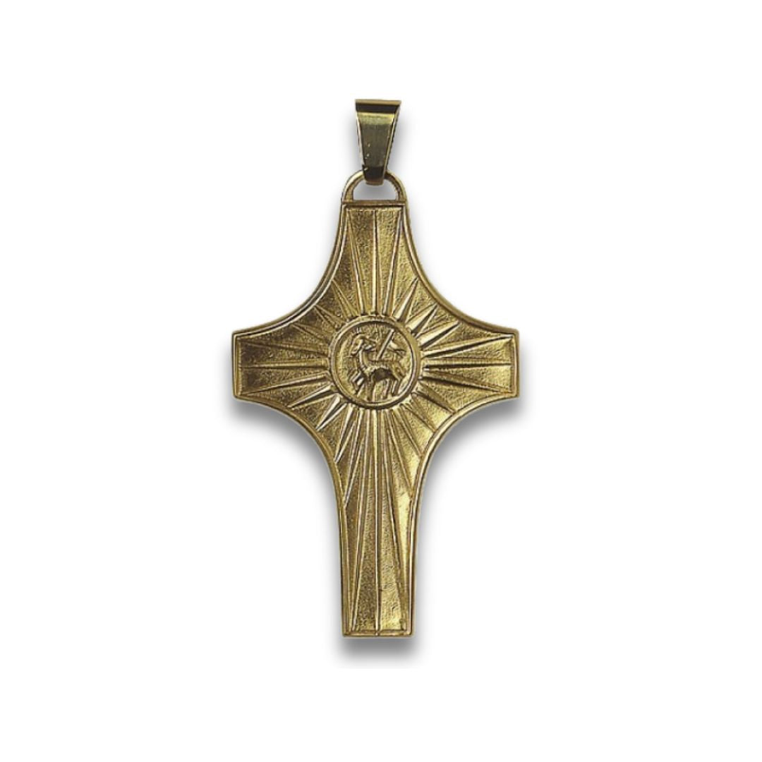 Bishop's pectoral cross made from 925 silver with Gold finish. Made in Italy and sold by The Clergy Store
