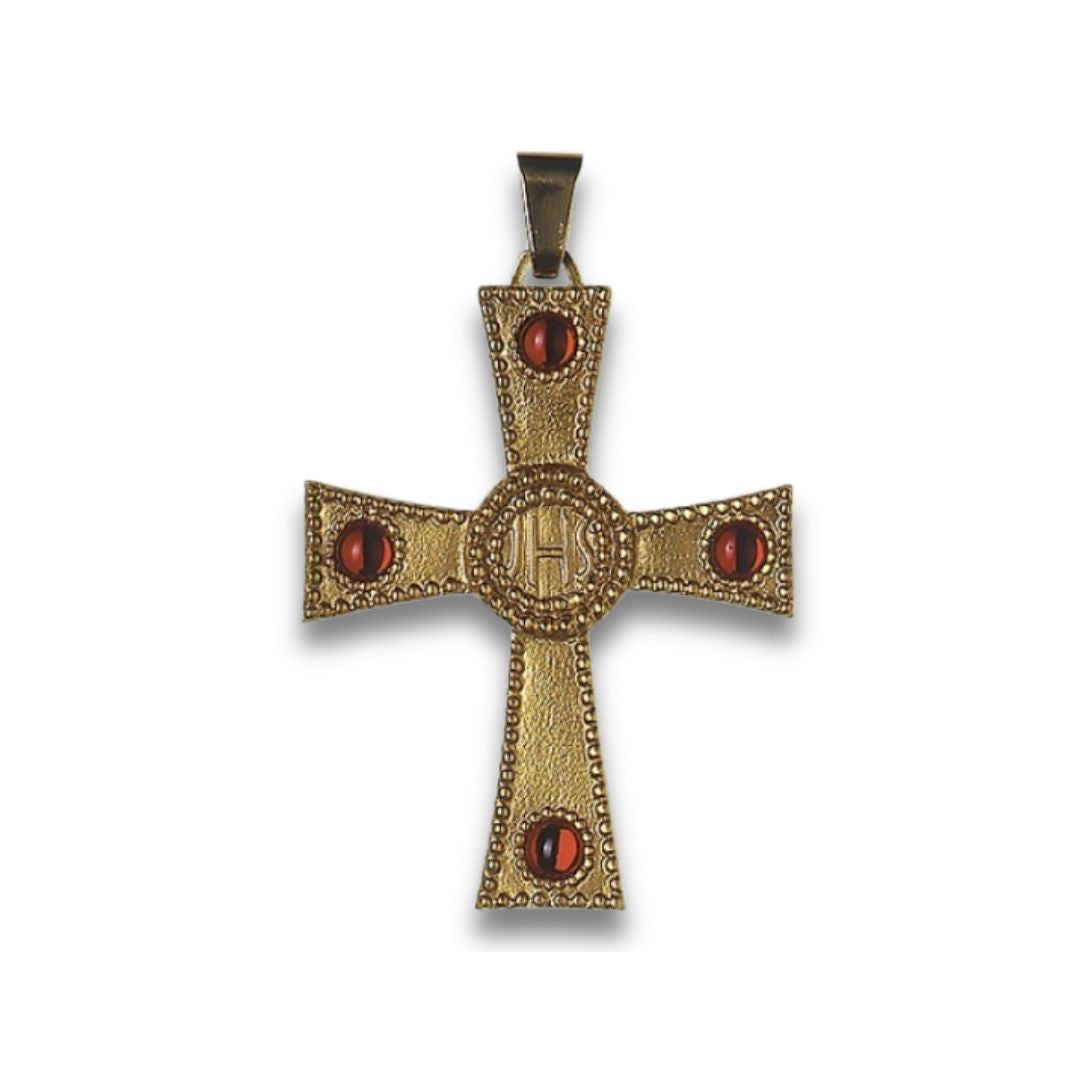 Bishop's pectoral cross made from 925 silver with Gold finish. Made in Italy and sold by The Clergy Store