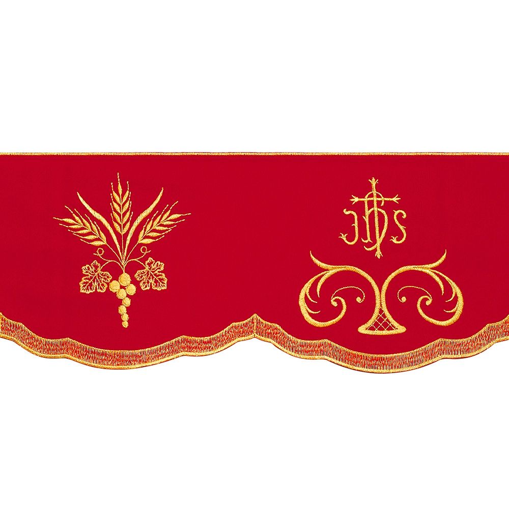 Altar Valances IHS with Ears of Wheat design sold by the meter. Imported from Italy.
