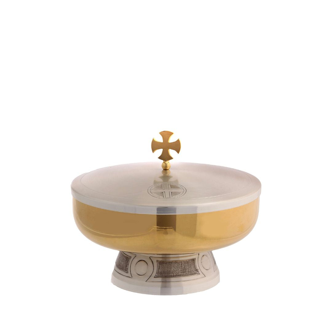 Ciborium with chi rho node and inscription Made in Italy and sold by The Clergy Store