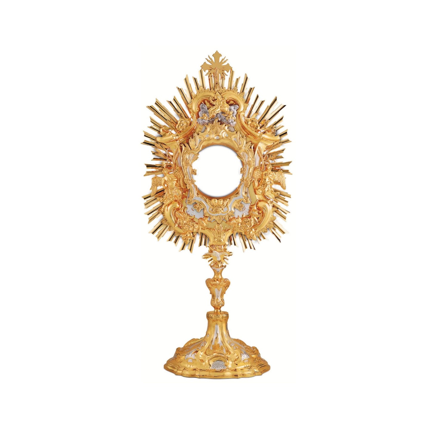 Baroque Monstrance Made in Poland Brass Gold Plated Style 425. Sold by The Clergy Store
