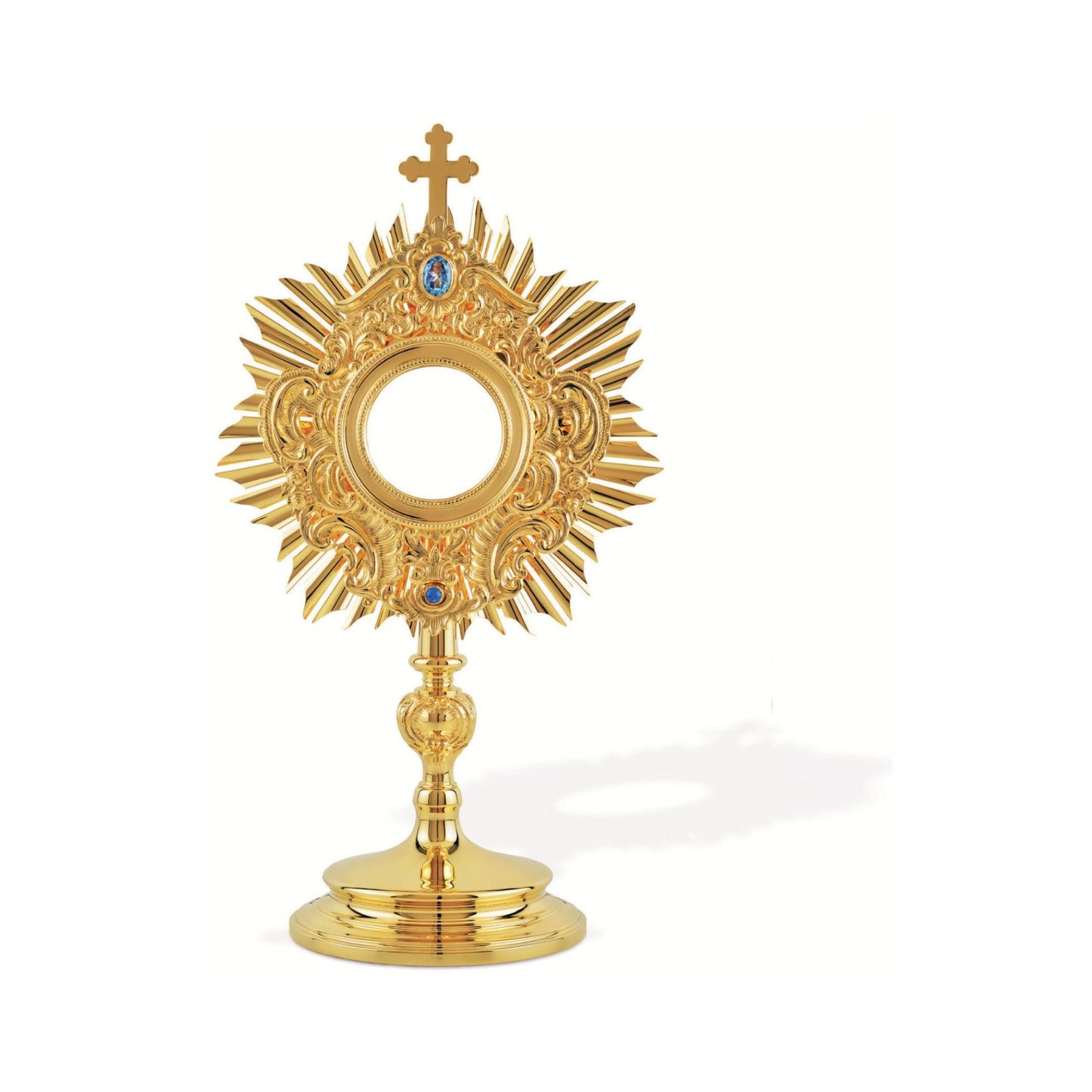Baroque Monstrance Made in Poland Brass Gold Plated Style 464. Sold by The Clergy Store