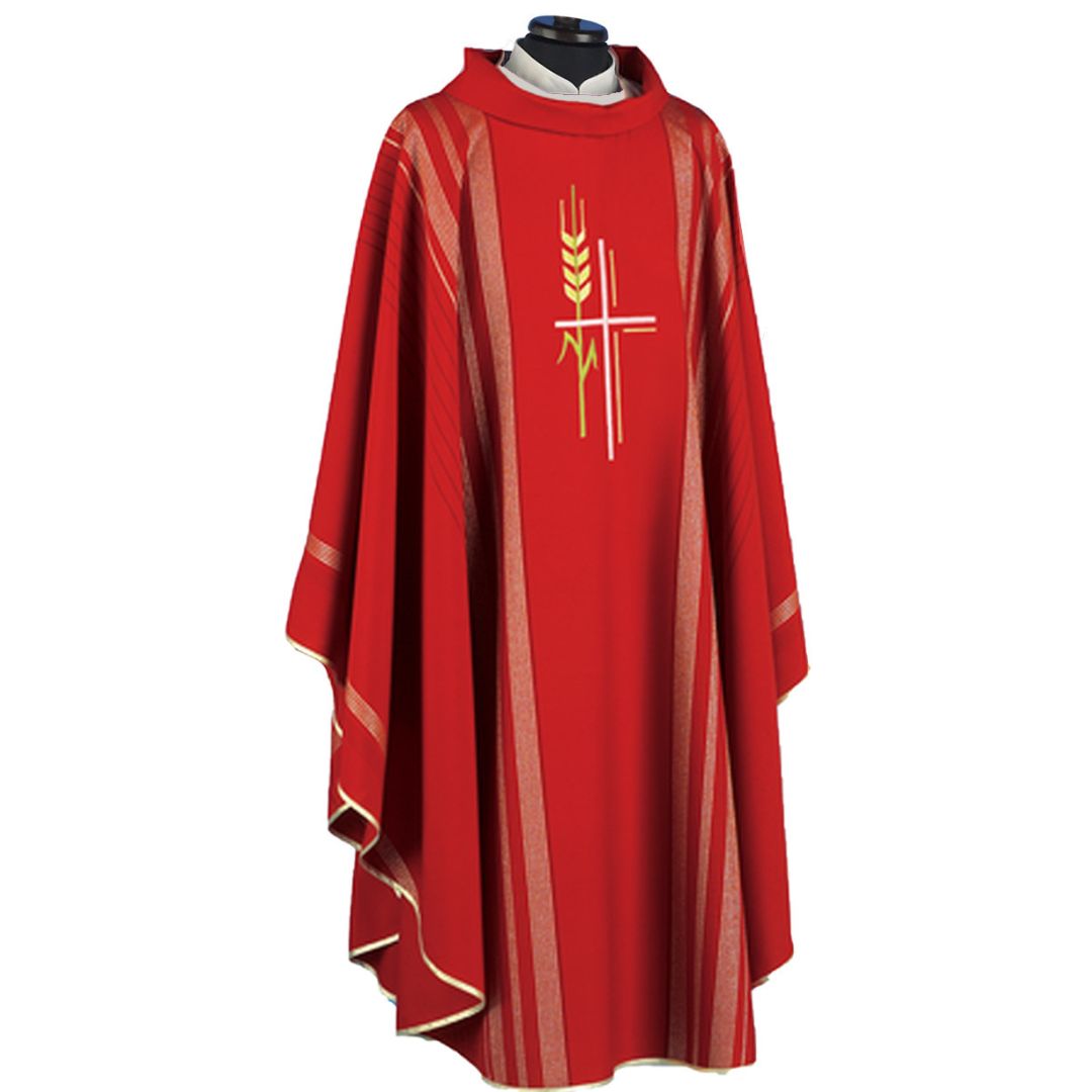 Priest chasuble by Solivari red style#216 sold by The Clergy Store