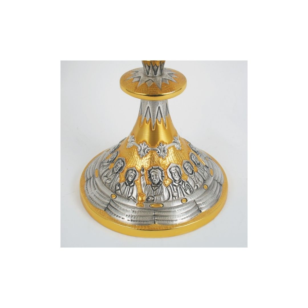 Chalice with chiseled Last Supper motif and Thorns in a Bi-Color finish