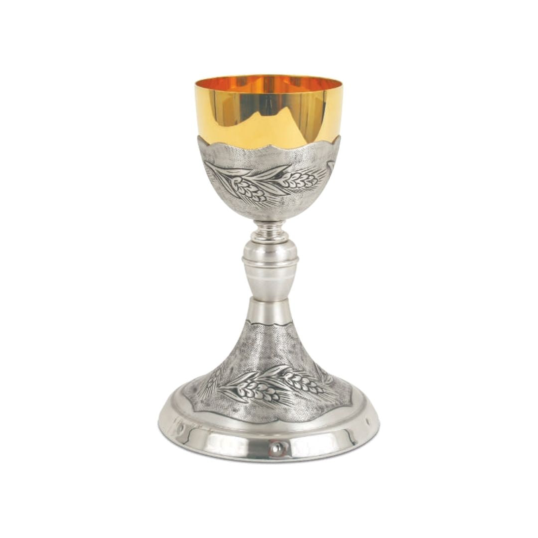 Silver or Bi-Color Chalice with hand chiseled Ears of Wheat