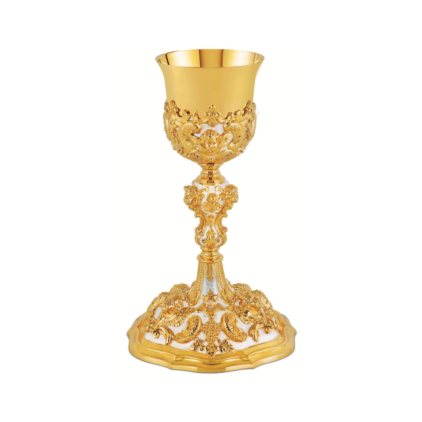 Chalice & Paten in baroque style, 9 7/8” Ht. sold by The Clergy Store