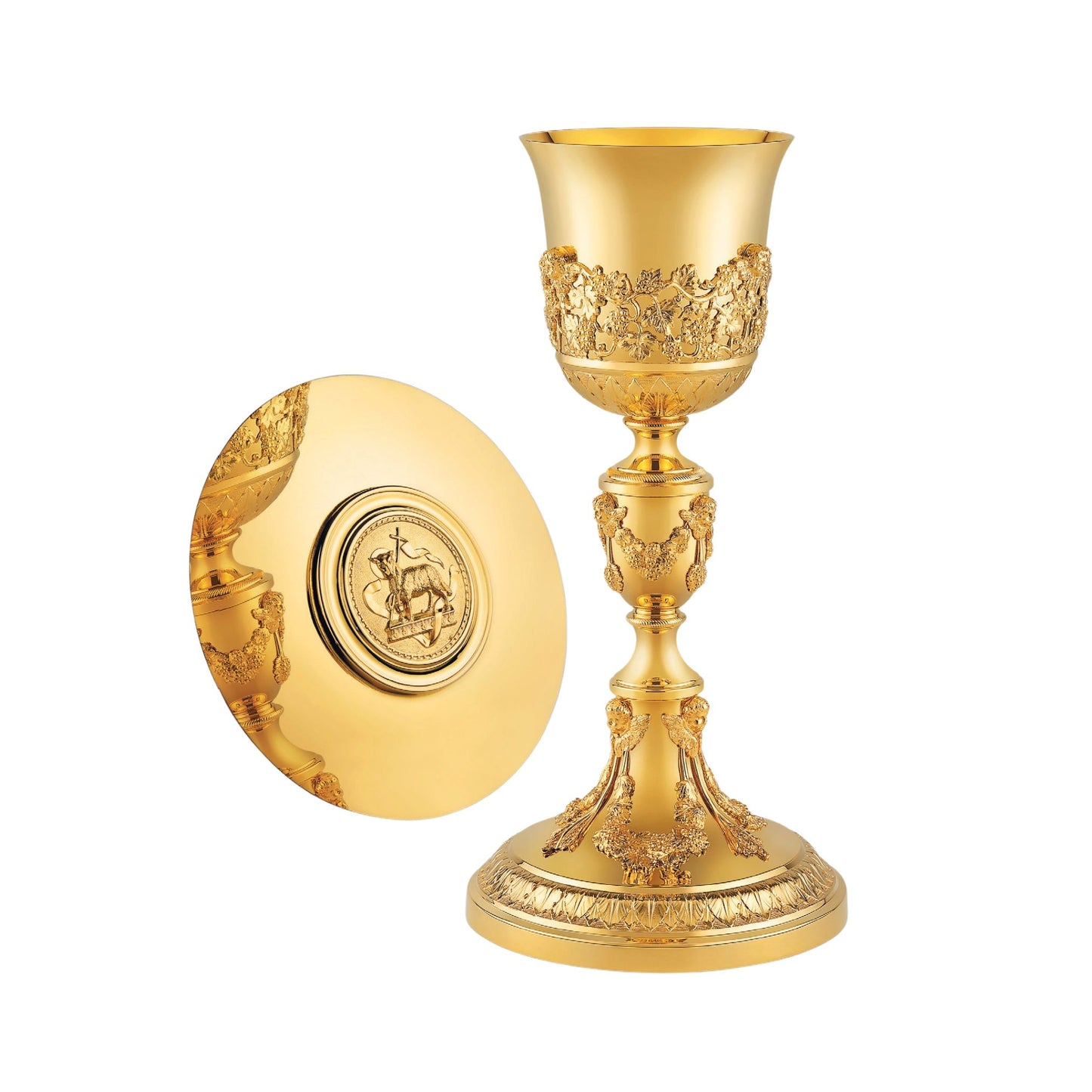 Chalice & Paten in empire style, 11” Ht. sold by The Clergy Store