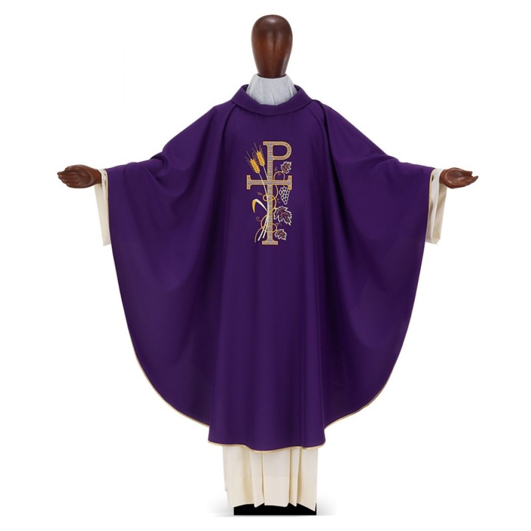 Chasuble with Chi Rho & Stalk of Wheat by Desta Italy #221 and sold by The Clergy Store