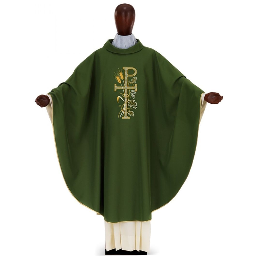 Chasuble with Chi Rho & Stalk of Wheat by Desta Italy #221 and sold by The Clergy Store