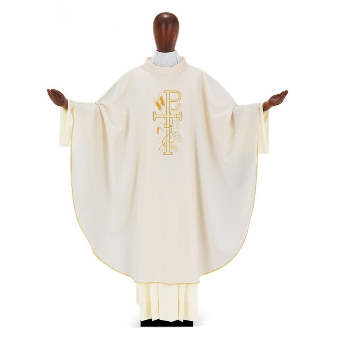 Chasuble with Chi Rho & Stalk of Wheat by Desta Italy #221 and sold by The Clergy Store