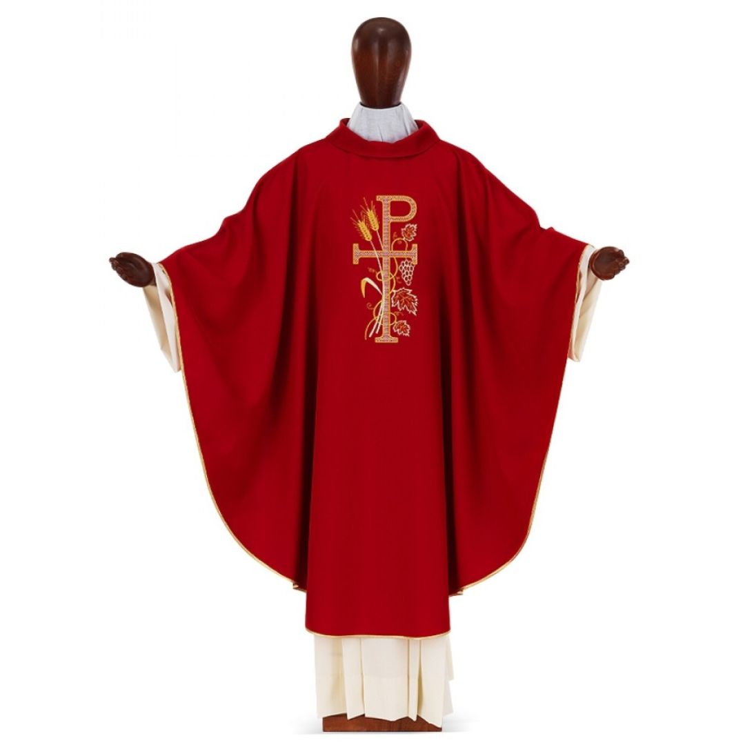 Chasuble with Chi Rho & Stalk of Wheat by Desta Italy #221 and sold by The Clergy Store
