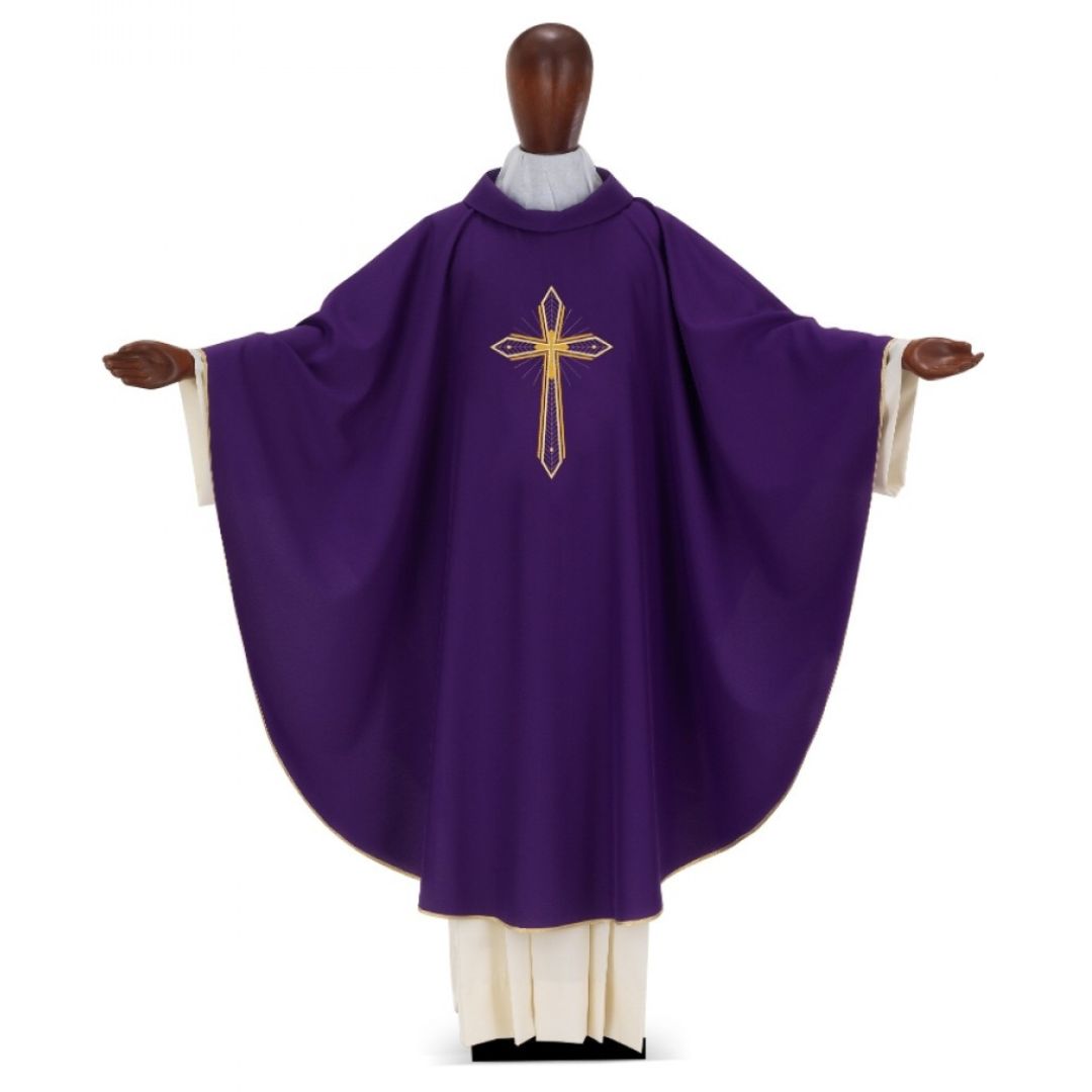 Chasuble with simple Cross by Desta Italy #223 and sold by The Clergy Store