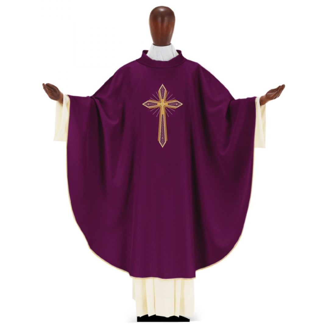 Chasuble with simple Cross by Desta Italy #223 and sold by The Clergy Store