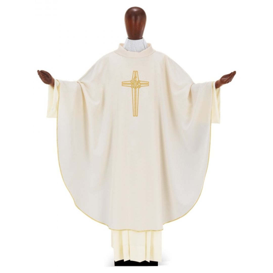 Chasuble with IHS Cross by Desta Italy #224 and sold by The Clergy Store
