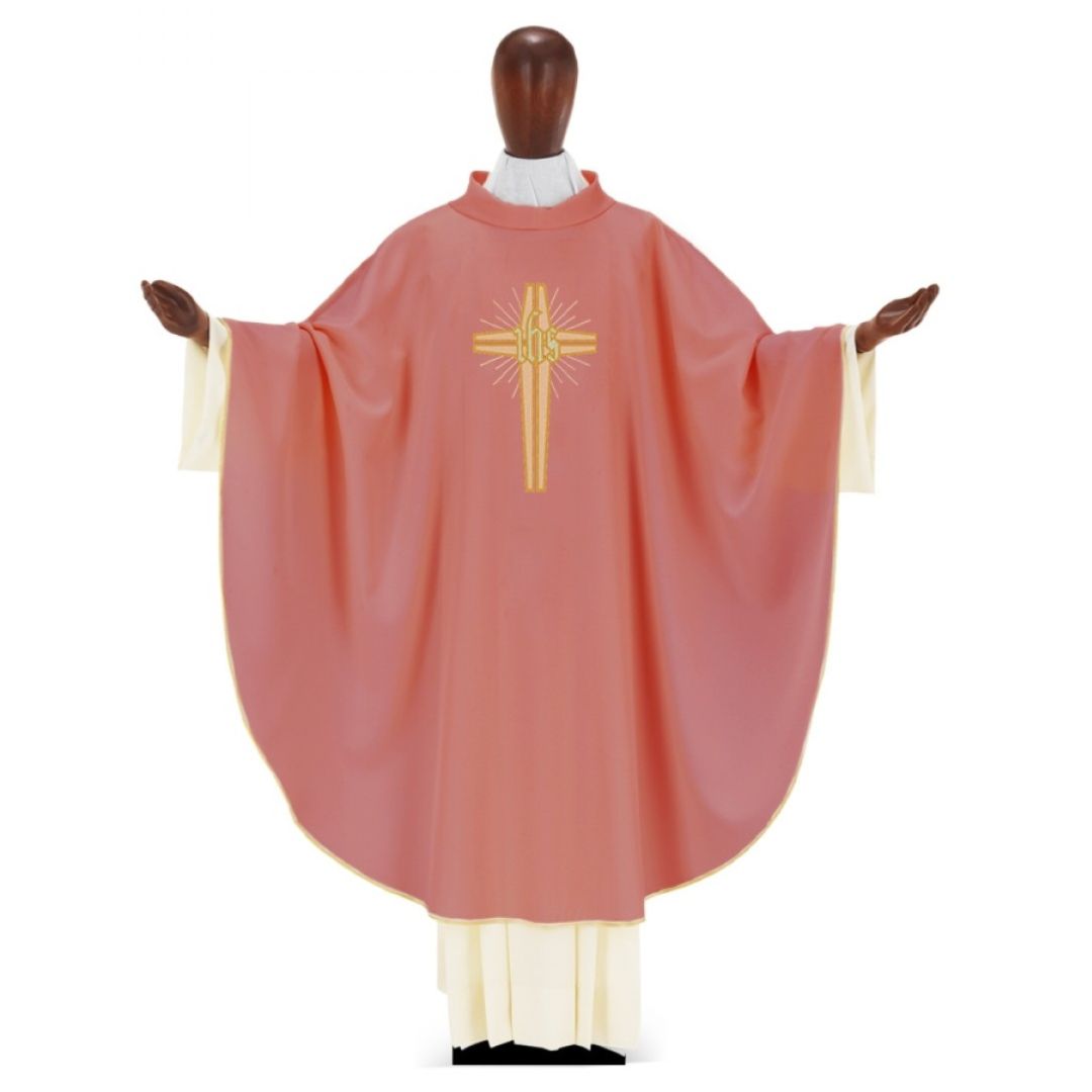 Chasuble with IHS Cross by Desta Italy #224 and sold by The Clergy Store