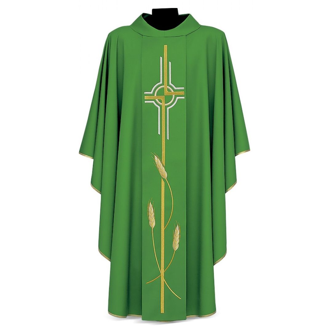 Gothic chasuble with Cipriano cross embroidery on 100% Wool. Made in Italy and sold by The Clergy Store