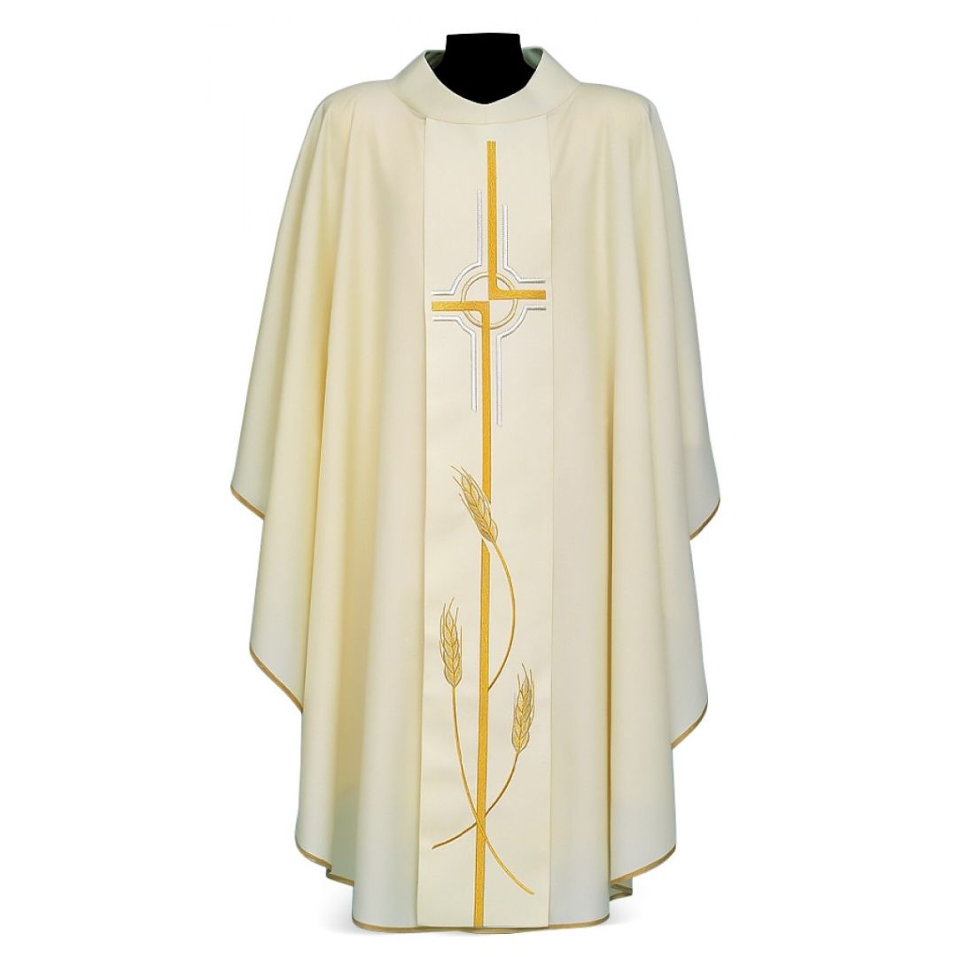 Gothic chasuble with Cipriano cross embroidery on 100% Wool. Made in Italy and sold by The Clergy Store