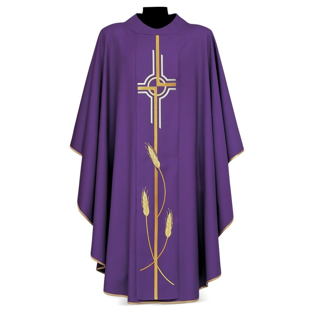 Gothic chasuble with Cipriano cross embroidery on 100% Wool. Made in Italy and sold by The Clergy Store