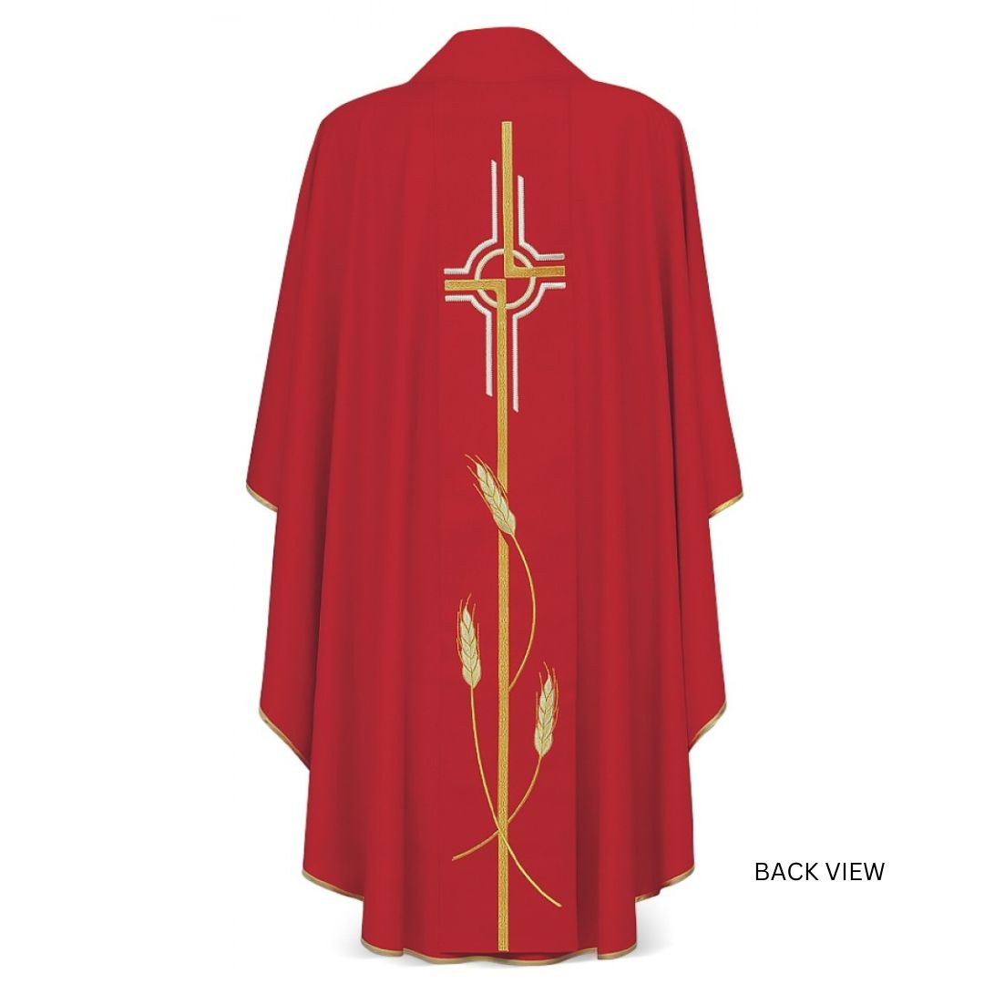 Gothic chasuble with Cipriano cross embroidery on 100% Wool. Made in Italy and sold by The Clergy Store