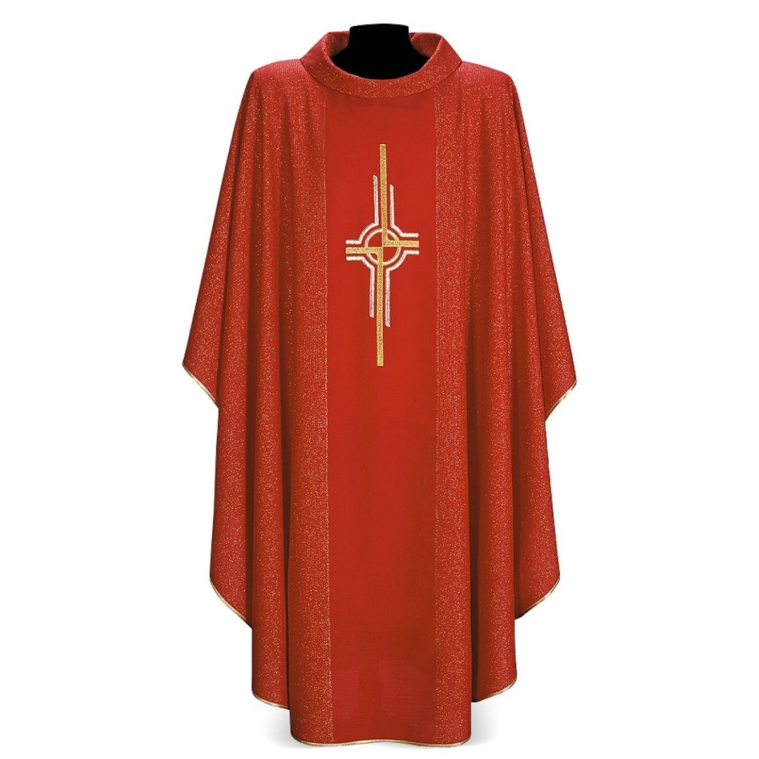 Gothic chasuble with Cipriano cross embroidery on 55% Polyester 45% Wool. Made in Italy and sold by The Clergy Store